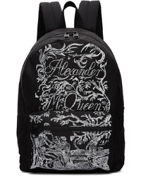 Alexander McQueen Black White Blake Illustration Metropolitan Backpack