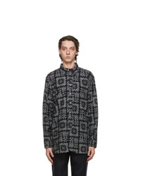 Black and White Paisley Flannel Long Sleeve Shirt