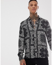 Pull&Bear Shirt With Paisley Print In Black