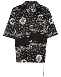 Black and White Paisley Short Sleeve Shirt