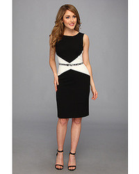 Calvin Klein Sleeveless Belted Colorblock Career Sheath