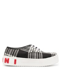 Black and White Plaid Canvas Low Top Sneakers