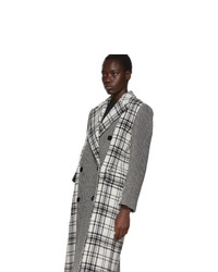 MSGM Black And White Plaid Double Breasted Coat