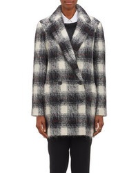 Theory Plaid Double Breasted Caf Coat