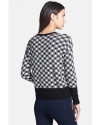 Kensie Check Pattern Crewneck Sweater