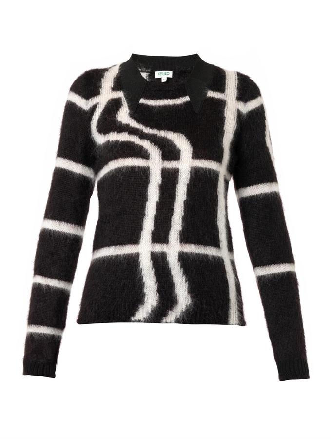 Kenzo Neon Plaid Mohair Blend Sweater, $455 | MATCHESFASHION.COM ...