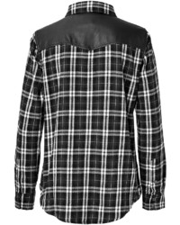 Current/Elliott Cotton Plaid And Leather Shirt