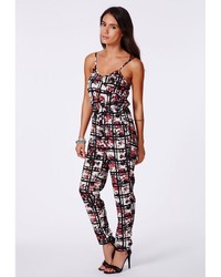Missguided Kaden Graphic Checked Jumpsuit