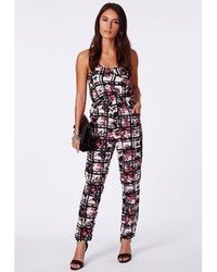 Missguided Kaden Graphic Checked Jumpsuit