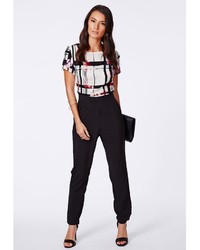 Missguided Vincetta Graphic Checked Jumpsuit
