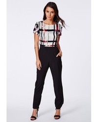 Missguided Vincetta Graphic Checked Jumpsuit