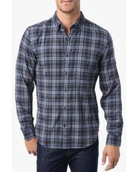 7 For All Mankind Plaid Oxford Shirt In Heather Grey