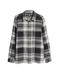 John Varvatos Cole Regular Fit Seersucker Button Up Shirt In Black At Nordstrom