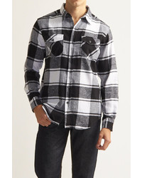 Straight Faded Flannel Plaid Shirt