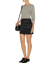 Thakoon Addition Jersey Paneled Plaid Twill Mini Skirt