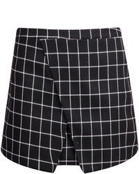 Black Plaid Wrap Mini Skirt
