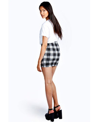 Boohoo Lillie Monochrome Checked Mini Bodycon Skirt