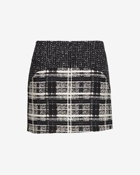 Marissa Webb Leather Detail Plaidtweed Skirt