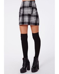 Missguided Mindie Check A Line Skirt Black