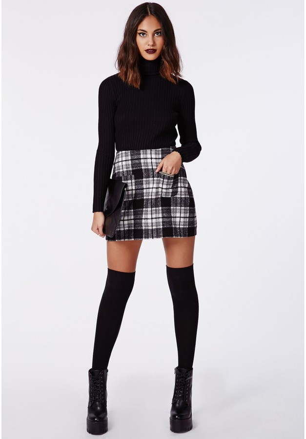 Missguided Mindie Check A Line Skirt Black | Where to buy & how to wear