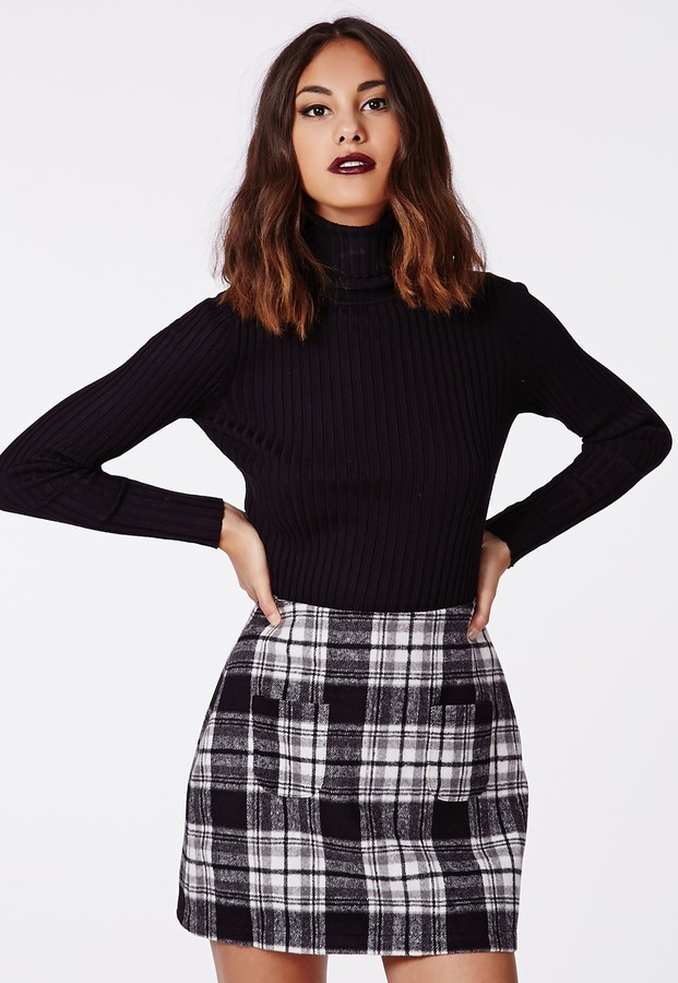 Missguided Mindie Check A Line Skirt Black | Where to buy & how to wear