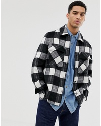 ASOS DESIGN Unlined Wool Mix Jacket In Black And White Check