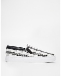 Black and White Plaid Slip-on Sneakers