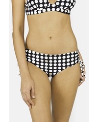 DKNY Traffic Dot Shirred Bikini Bottoms Black Medium