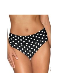 M&Co Ladies Polka Dot Spot Pattern Flattering Waistband High Leg Bikini Brief Black 18