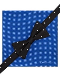 Tommy Hilfiger Black Dot Bow Tie Pindot Pocket Square Set