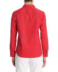 Jones New York No Iron Easy Care Relaxed Fit Polka Dot Shirt