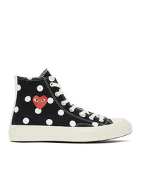 Black and White Polka Dot Canvas High Top Sneakers