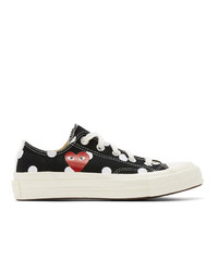 Black and White Polka Dot Canvas Low Top Sneakers