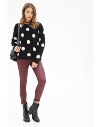 Forever 21 Fuzzy Knit Polka Dot Sweater