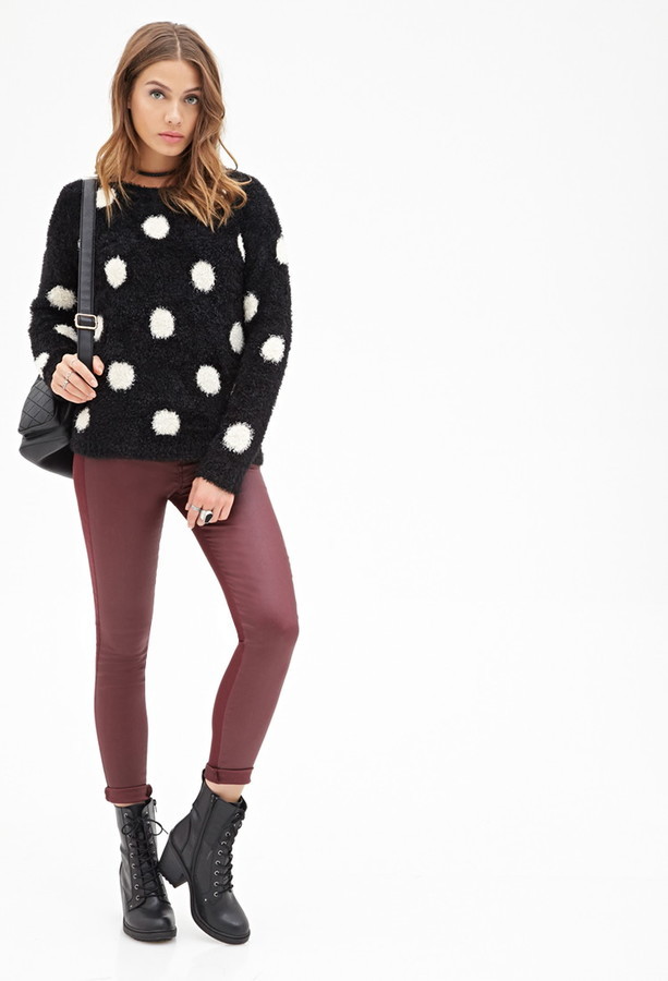 black and white polka dot sweater forever 21