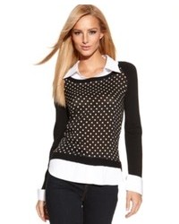 INC International Concepts Layered Look Polka Dot Sweater