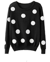 Polka Dots Knitted Black Jumper