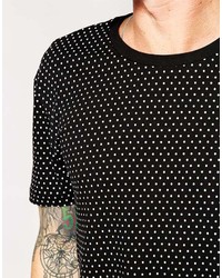 Asos Brand Longline T Shirt With All Over Polka Dot Print And Skater Fit