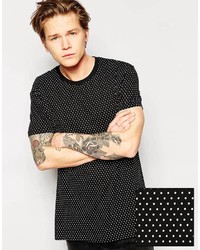 Asos Brand Longline T Shirt With All Over Polka Dot Print And Skater Fit