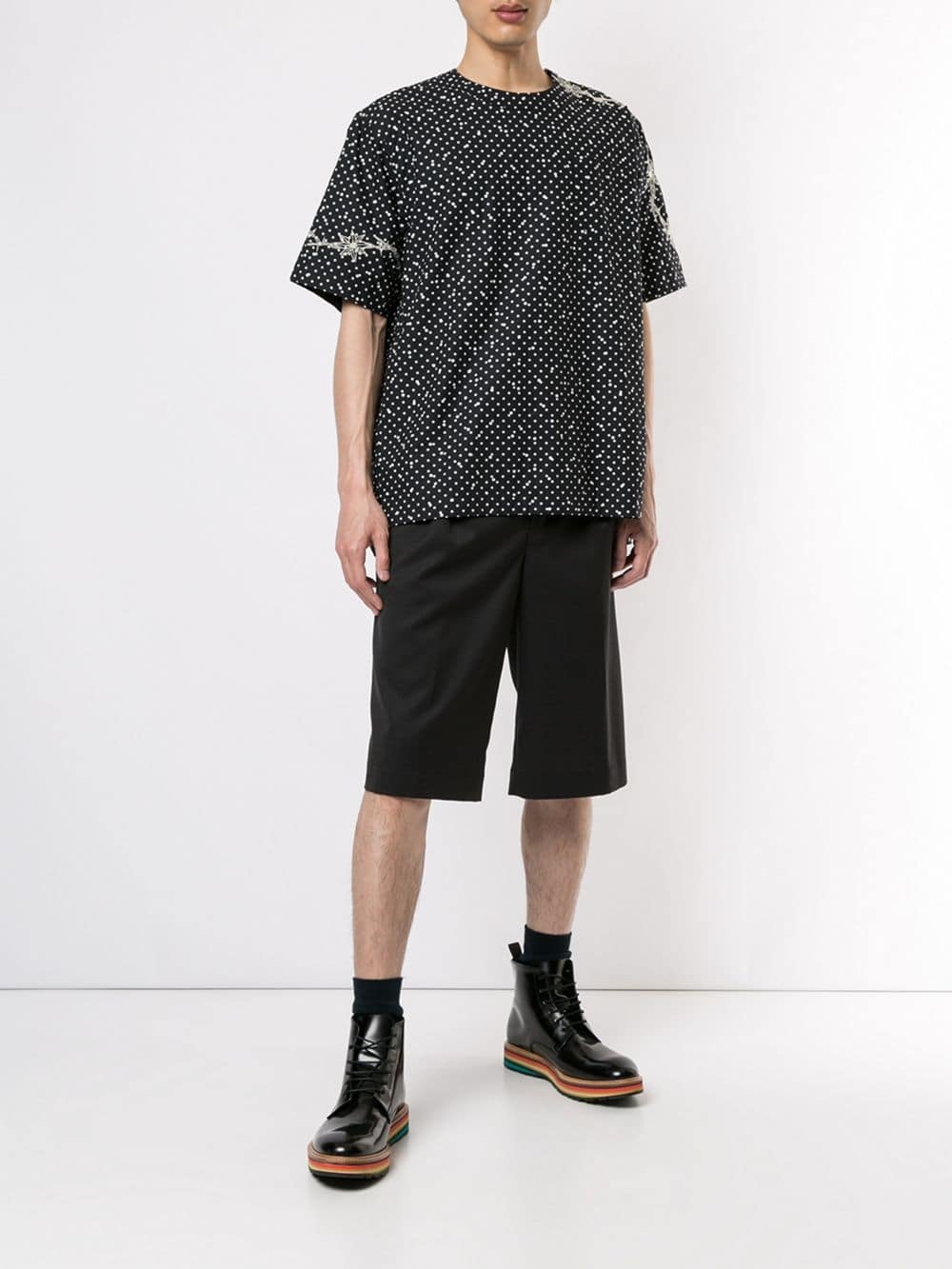 Sacai Dotted T Shirt, $426 | farfetch.com | Lookastic