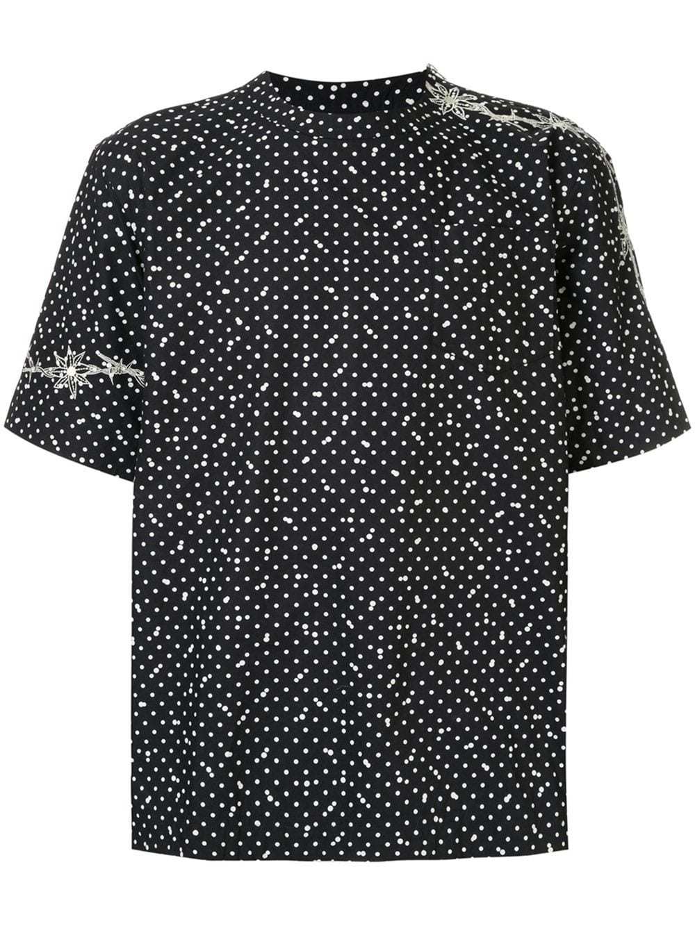 Sacai Dotted T Shirt, $426 | farfetch.com | Lookastic