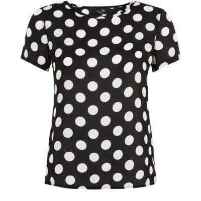 black t shirt with white dots