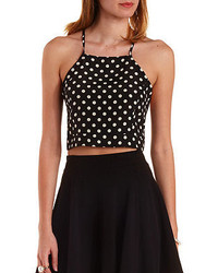 Charlotte Russe Strappy Polka Dot Tie Back Crop Top
