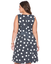 ELOQUII Plus Size Dot Print Scuba Dress