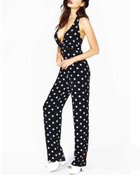 ChicNova Black Jumpsuit With White Dots