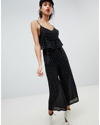 LOST INK Jumpsuit With Frill Waist In Spot