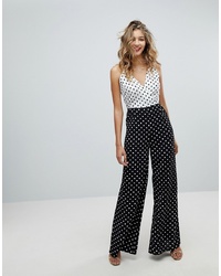 Missguided Mixed Strap Polka Dot Jumpsuit