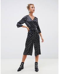 Influence Polka Dot Satin Print Jumpsuit With