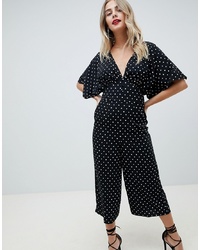 ASOS DESIGN Tea Jumpsuit With Kimono Sleeve And Button Detail In Spot