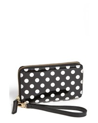 Halogen Cassie Polka Dots Patent Leather Phone Wallet Black White Dot One Size